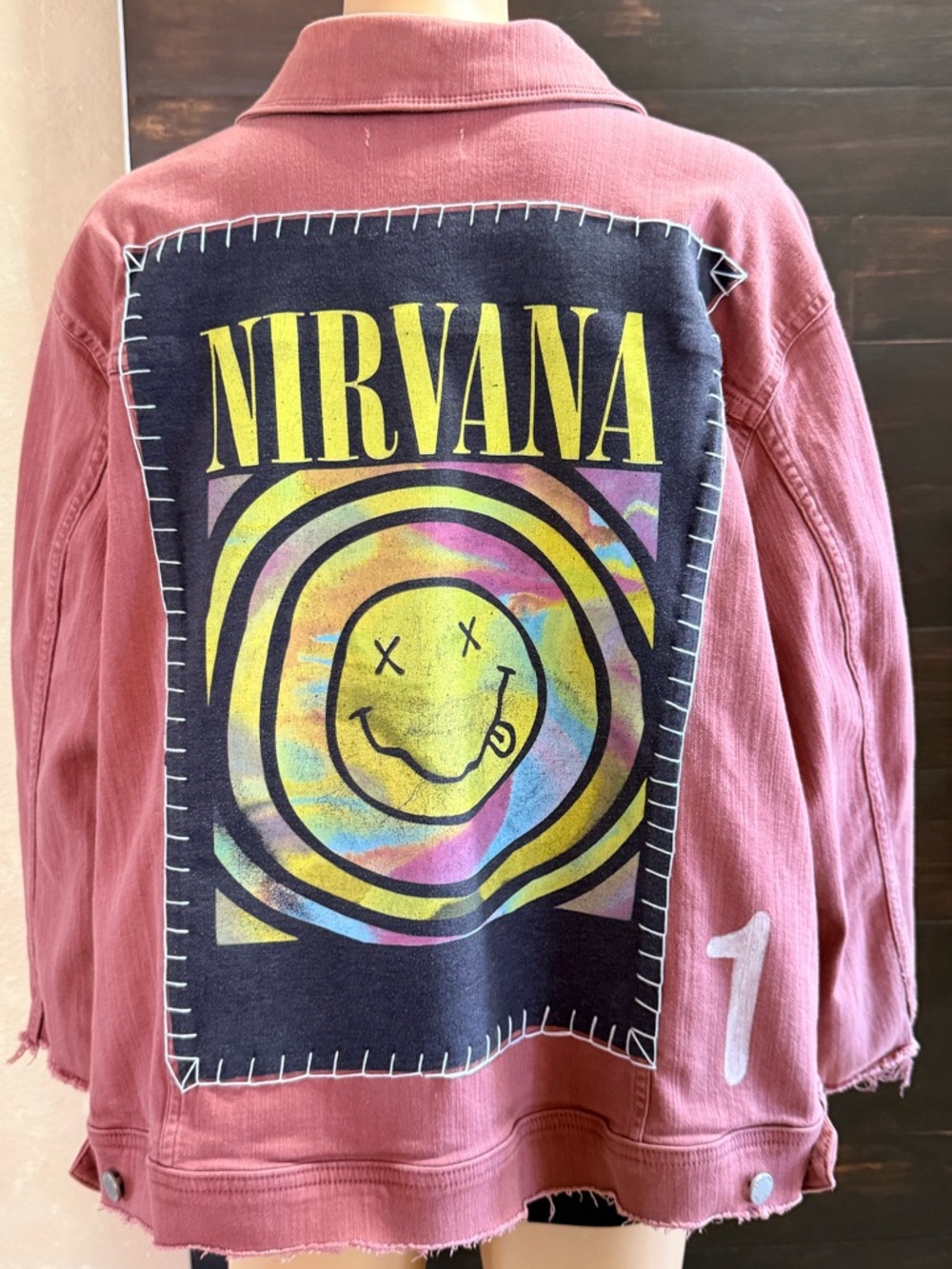 Upcycled EVRI Nirvana Mauve Stretch Distressed Denim Size 2X